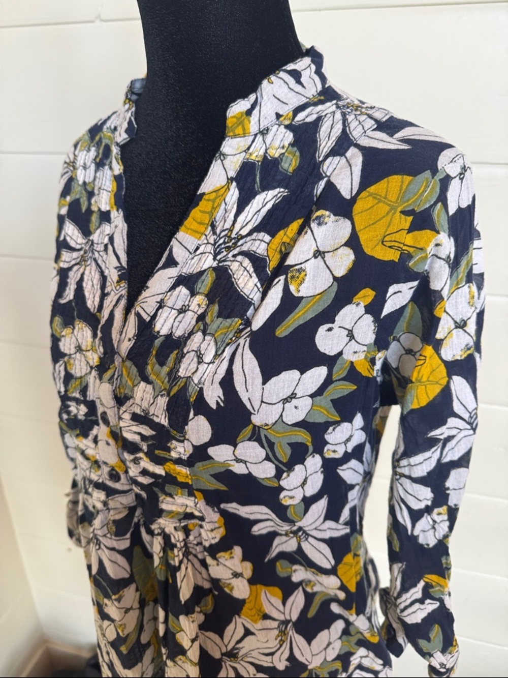 Magazine Floral Tunic Top 100% Cotton with 3/4 Sleeve Top Women’s XL